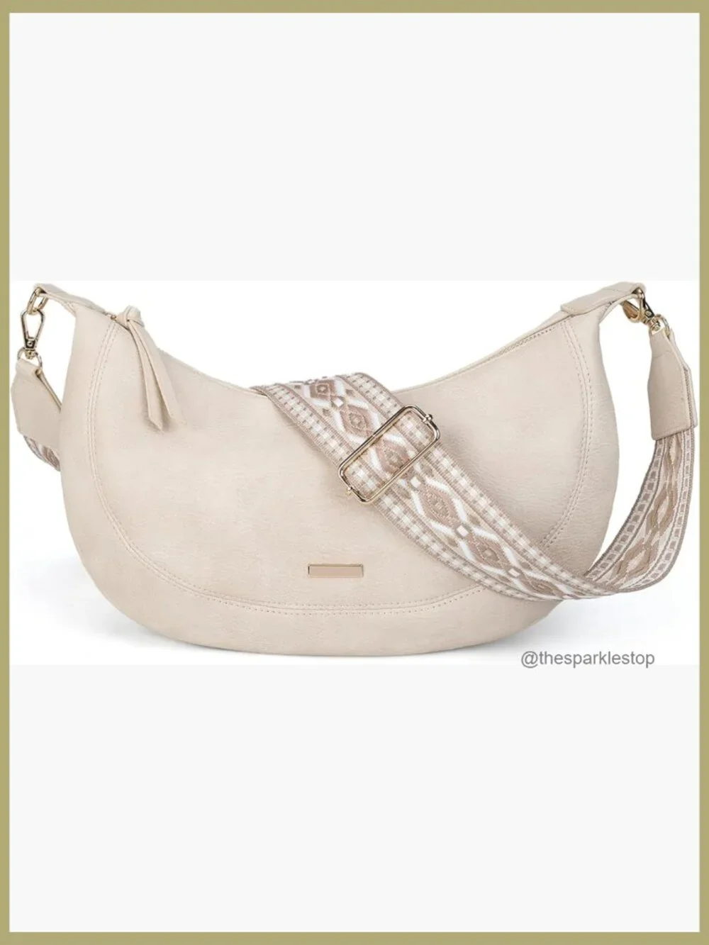 Boho Faux Leather Crescent Crossbody Hobo Bag with Multi Pockets